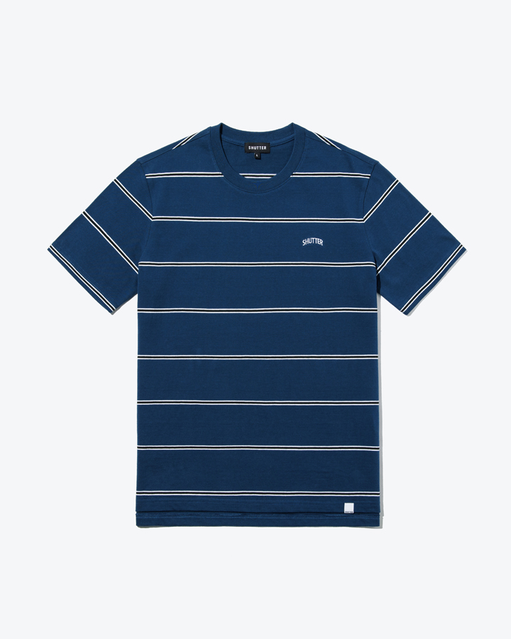 [셔터] 스트라이프 SKATE 1/2 티셔츠 (BLUE)